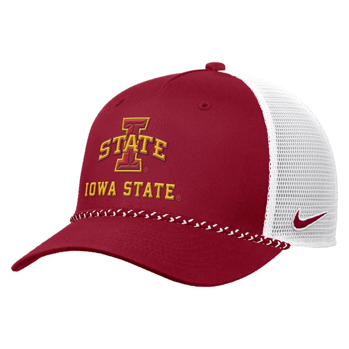 Nike I-State Cardinal and White FA26 Adjustable Trucker Rope Cap left side vendor image